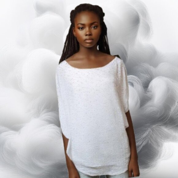 Johnny Was Ivory Eyelet Lace Slip-On Boho Full Asymmetrical Tunic, Size … - Picture 13 of 13